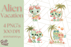 Alien Vacation Clipart PNG, Cute Summer Galaxy Art Clip Art Product Image 1