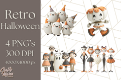 Retro Halloween Clipart Vintage PNG Graphics, 50s Holiday Product Image 1