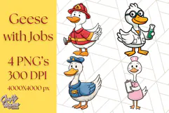 Goose Occupation Clipart PNG, Cute Job-Themed Graphics Product Image 1