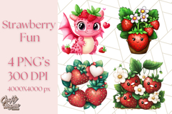 Strawberry Fruit PNG Clipart, Adorable Kawaii Characters Png Product Image 1