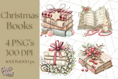 Christmas Book Clipart, Festive Reading PNG Illustrations Product Image 1