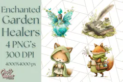 Enchanted Garden Healers Clipart PNG, Animal Plant Png Product Image 1