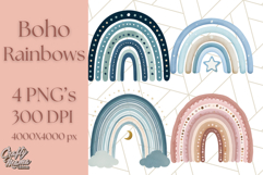 Boho Rainbow PNG Clipart, Earthy Arches &amp; Minimal Shapes Product Image 1