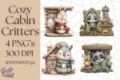 Cozy Cabin Critters Clipart PNG, Fall Animal Png Product Image 1