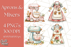 Cottagecore Kitchen Mixer, Apron PNG Clipart, Retro Floral Product Image 1
