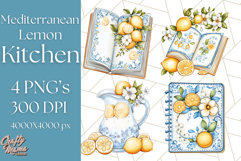 Mediterranean Cottagecore Kitchen PNG Clipart with Lemons Product Image 1