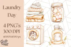 Cozy Laundry Day Clipart PNG Pastel Home Decor, Home Png Product Image 1
