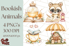 Bookish Animals PNG Clipart with Cozy Reading Elements Product Image 1