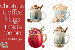 Christmas Coffee Mugs Clipart PNG Festive Cups Product Image 1