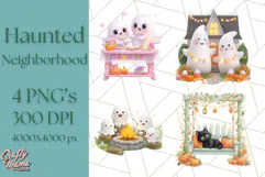Halloween Neighborhood Clipart PNG for Trick or Treat Product Image 1