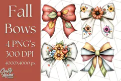 Fall Bow Clipart, Autumn Hair Bows PNG, Fall Ribbon Png Product Image 1