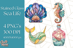 Stained Glass Sea Creatures PNG Clipart, Ocean Fantasy Product Image 1