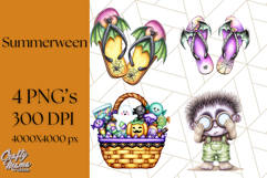Summerween Beach Party Clipart PNG, Halloween Beach Art Product Image 1