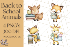 Cute Back to School Animals PNG Clipart with Books &amp; Bags Product Image 1