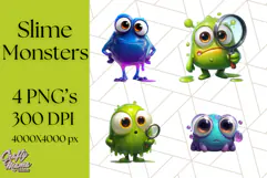 Slime Monster Clipart, Colorful Goo Graphics Png Product Image 1