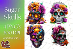 Bright Sugar Skull PNG Clipart, Halloween Colorful Skull Png Product Image 1
