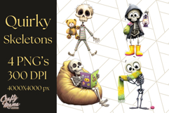 Quirky Skeleton Clipart PNG, Funny Halloween Bones Art Product Image 1