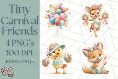 Tiny Carnival Friends Clipart PNG, Animal Fair Festival Product Image 1