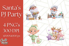 Santa’s Pajama Day Clipart, Cute Christmas Bedtime PNG Product Image 1