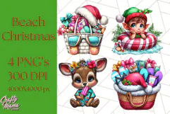 Summer Christmas Clipart PNG, Tropical Holiday Art Clip Art Product Image 1