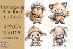 Thanksgiving Woodland Animals Clipart PNG Product Image 1