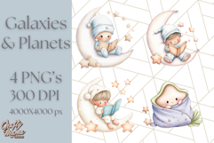Kawaii Galaxy Buddies Clipart PNG, Cute Planets Clip Art Product Image 1