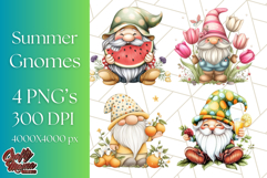 Summer Garden Gnomes Clipart PNG, Summer Country Gnomes Png Product Image 1