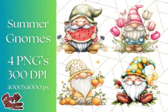Summer Garden Gnomes Clipart PNG, Summer Country Gnomes Png Product Image 1