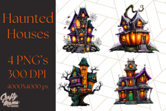 Haunted Houses Clipart PNG, Spooky Halloween Homes Product Image 1