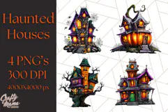 Haunted Houses Clipart PNG, Spooky Halloween Homes Product Image 1