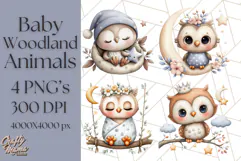Woodland Nursery Baby Animals Clipart, Cute Animals Png Product Image 1