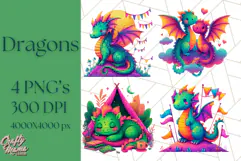 Cute Fantasy Dragon Clipart PNG, Bold Baby Dragon Clip Art Product Image 1