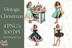 Vintage Glamorous Christmas Party Clipart PNG, Holiday Png Product Image 1