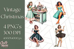 Vintage Glamorous Christmas Party Clipart PNG, Holiday Png Product Image 1