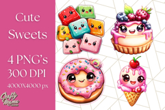 Sweet Treat Face PNG Clipart, Cute Kawaii Dessert Art Png Product Image 1