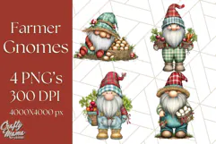 Farmer Gnome Clipart, Cute Farm Gnomes PNG Illustrations Product Image 1