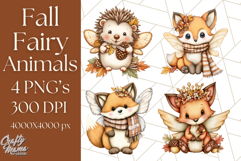 Fall Fairy Animal Clipart PNG, Woodland Creatures With Wings Product Image 1
