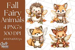Fall Fairy Animal Clipart PNG, Woodland Creatures With Wings Product Image 1