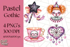 Pastel Goth Halloween PNG Clipart, Creepy Cute Art Product Image 1