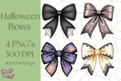 Muted Halloween Bow Clipart, Fall Ribbon PNG Autumn Hair Bow Product Image 1