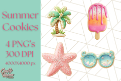 Summer Iced Cookie Clipart PNG, Cute Tropical Cookies Product Image 1