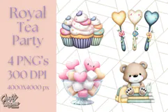 Princess Tea Party PNG Clipart with Teacups & Fancy Treats Product Image 1