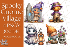 Spooky Gnome Village Clipart PNG Halloween Png Product Image 1