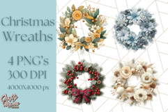 Christmas Wreath Clipart, Holiday Greenery PNG Illustrations Product Image 1
