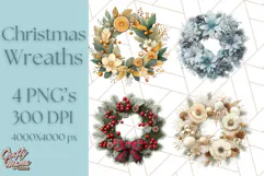 Christmas Wreath Clipart, Holiday Greenery PNG Illustrations Product Image 1
