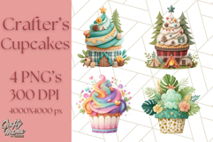 Paper Cupcake Clipart Layered Paper Scrapbook Collage Png Product Image 1
