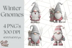 Cozy Winter Gnome Clipart PNG, Christmas Gnome Clip Art Product Image 1