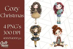Cozy Christmas Clipart, Santa and Friends PNG Graphics Product Image 1