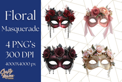 Vintage Garden Masquerade Floral Eye Mask PNG Clipart Product Image 1