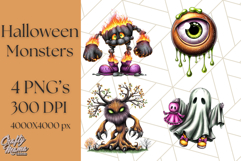 Halloween Monster Clipart PNG, Cute Spooky Characters Product Image 1